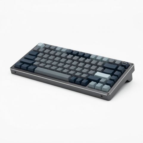 75-Key Wireless Mechanical Keyboard, Aluminum Frame, RGB Backlit, Dark Gray and Blue