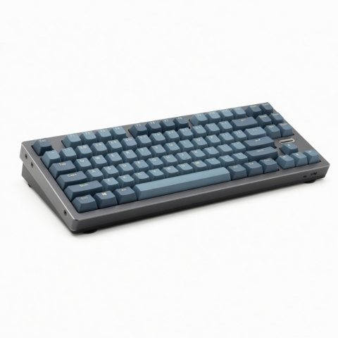 84-Key Compact Wireless Mechanical Keyboard, Blue Keycaps, 75% Layout