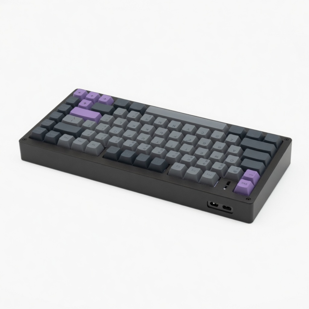 Wireless Mechanical Keyboard, 84-Key Compact Layout, Gray and Purple Keycaps