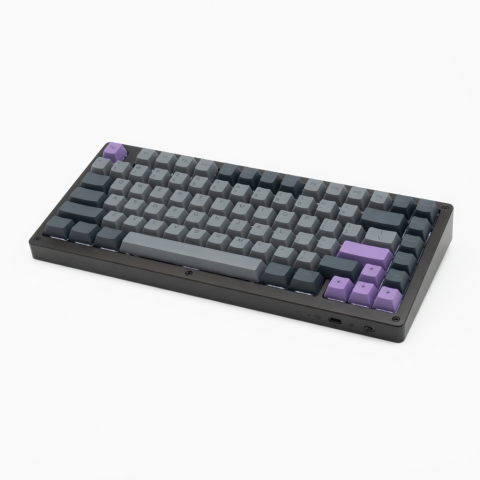 Wireless Mechanical Keyboard, 84-Key Compact Layout, Gray and Purple Keycaps