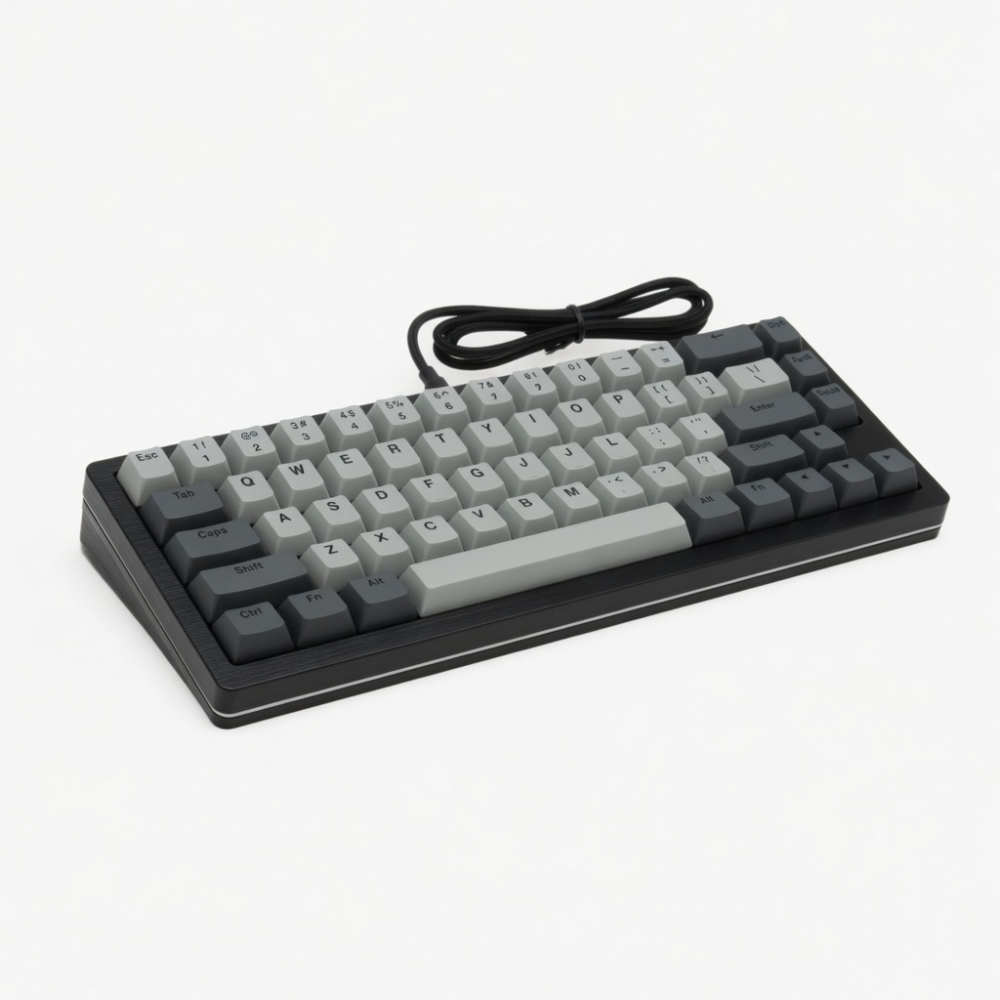 Wired Mechanical Keyboard, 60% Compact Layout, 61-Key Design, Gray Keycaps