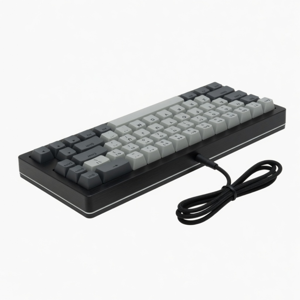 Wired Mechanical Keyboard, 60% Compact Layout, 61-Key Design, Gray Keycaps