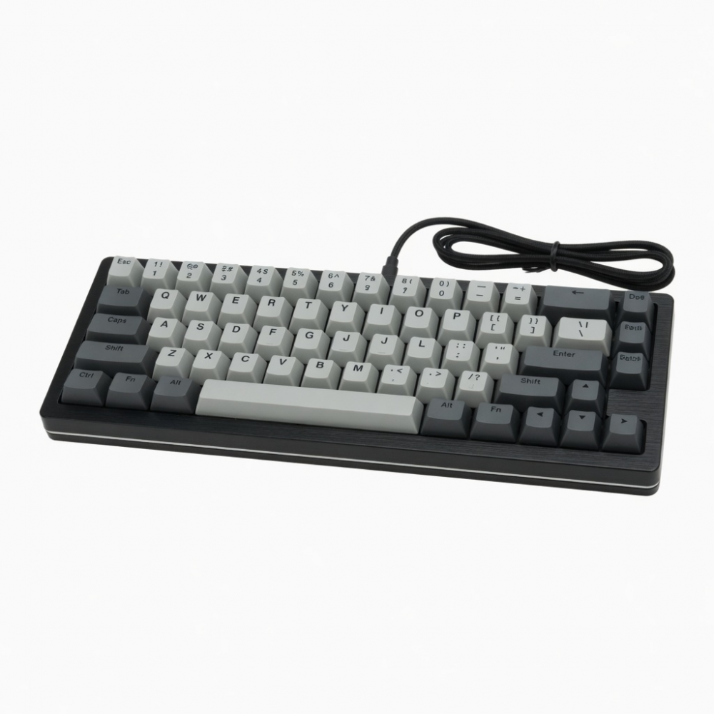Wired Mechanical Keyboard, 60% Compact Layout, 61-Key Design, Gray Keycaps