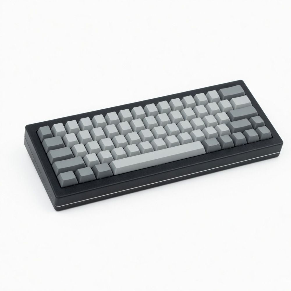 60% Compact Keyboard, Gray Keycaps, Black Frame