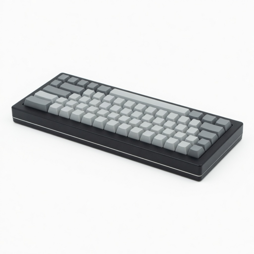 60% Compact Keyboard, Gray Keycaps, Black Frame