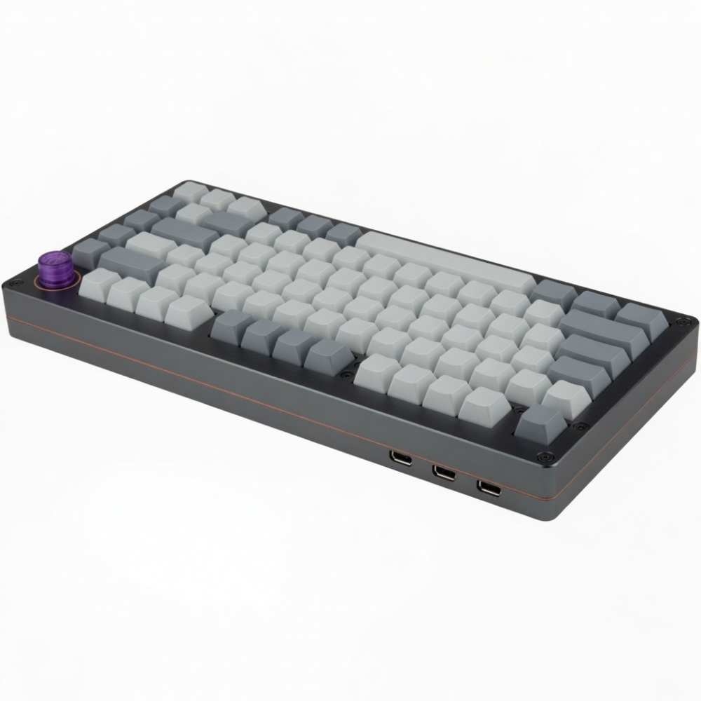 65-Key Mechanical Keyboard, Gray Keycaps, Metal Frame, Rotary Knob