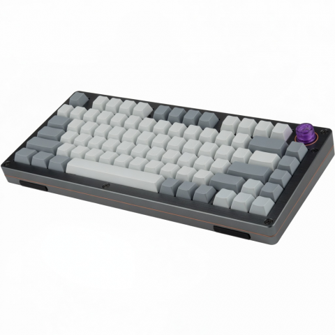 65-Key Mechanical Keyboard, Gray Keycaps, Metal Frame, Rotary Knob
